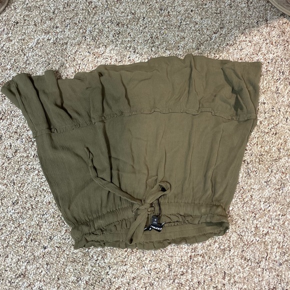 Express Army Green Paper Bag Skirt - Picture 2 of 4